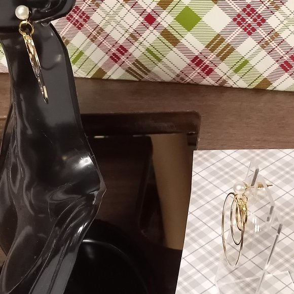 Home made/handmade Metal Stud Earrings with Metal Hoops Gold & Silver Tone #65 - Picture 4 of 9